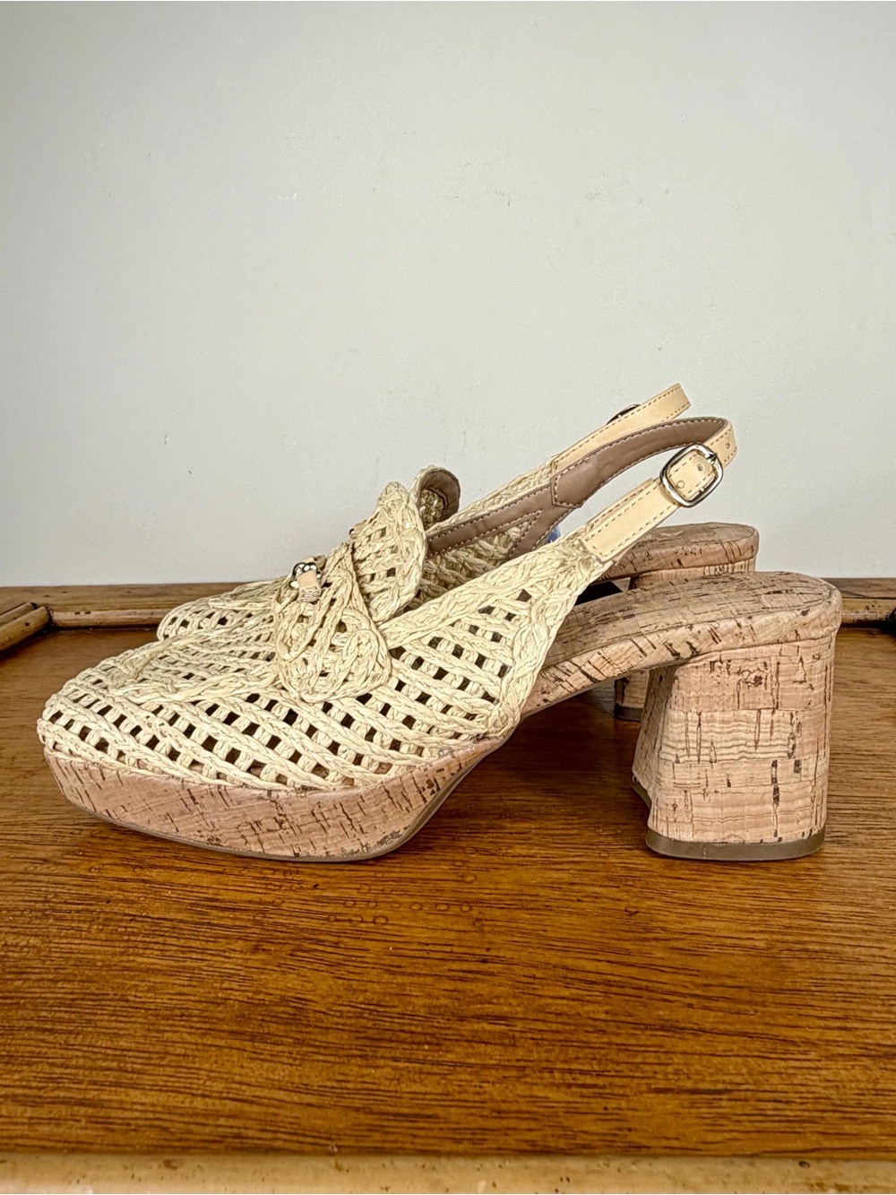 NEW Aerosoles Santiago Women’s Slingback Raffia Healed Loafers Size 6.5